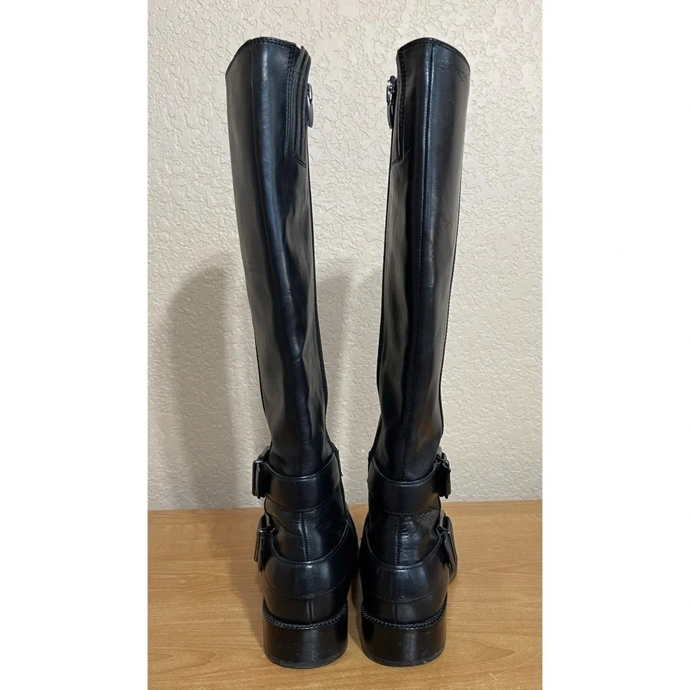 Via Spiga Bernadette Black Leather Riding Tall Boots